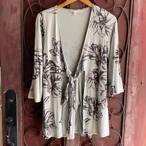 Cabi blue and brown wrap with tie